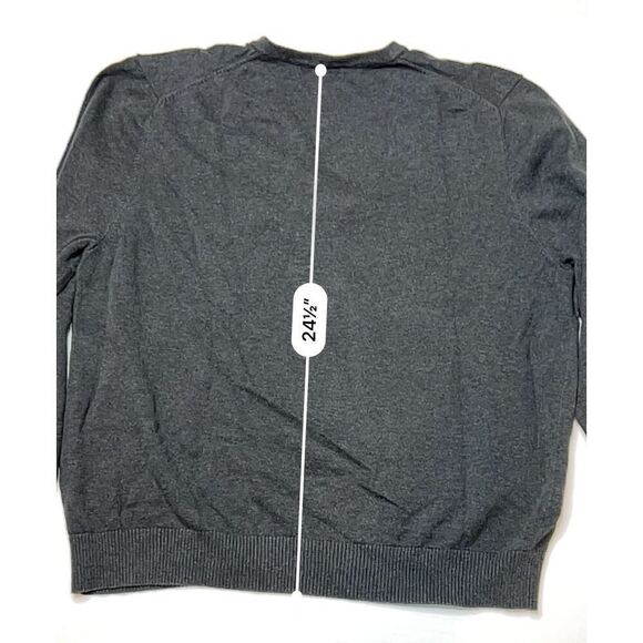 Lands End Gray Cotton V-neck Sweater sz XL 46/48 Modern‎ Classic - Picture 6 of 9